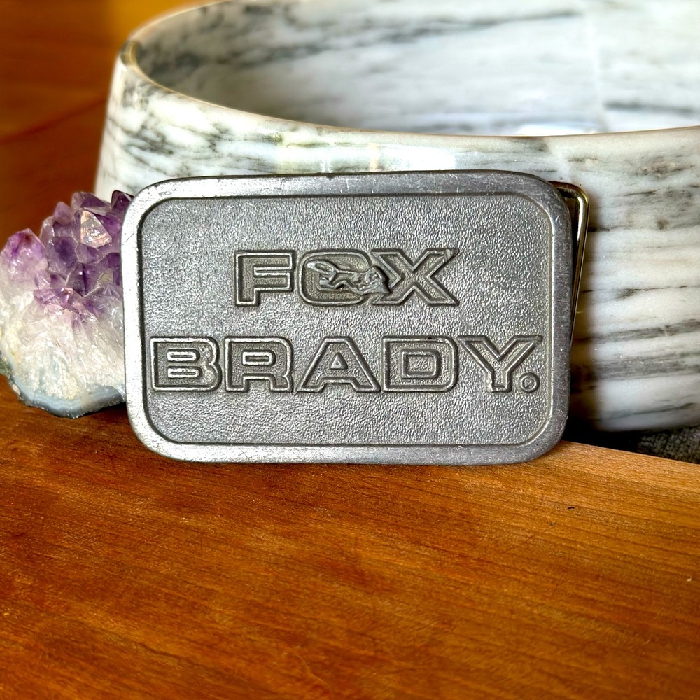 Fox Brady Engraved by Hit Line USA Metal Western Vintage Wide Waist Belt Buckle